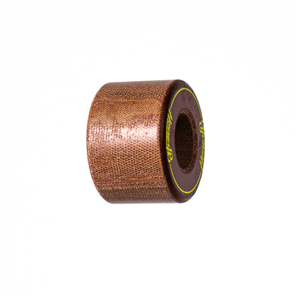 A roll of copper mesh tape with a brown backing, featuring yellow printed text on the side, shown on a plain white background.