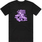 Black crew-neck T-shirt with centered pink roller skate 'Skate Date' artwork